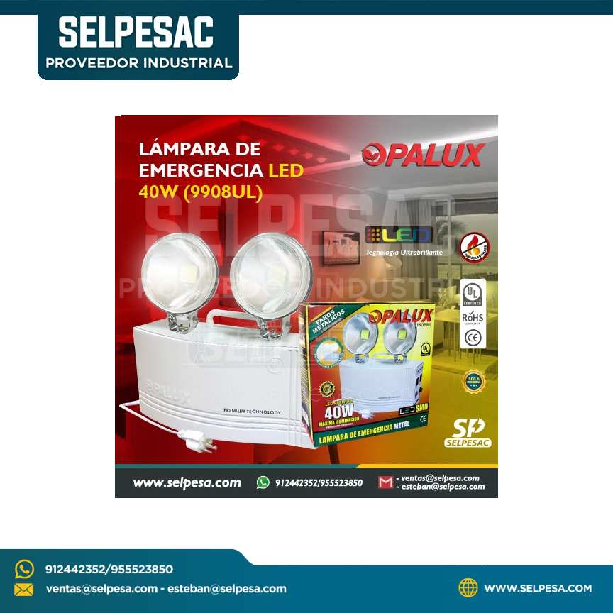 OPALUX - LUZ DE EMERGENCIA 40W PREMIUM LED POWER CERTIFICADO ´´UL´´