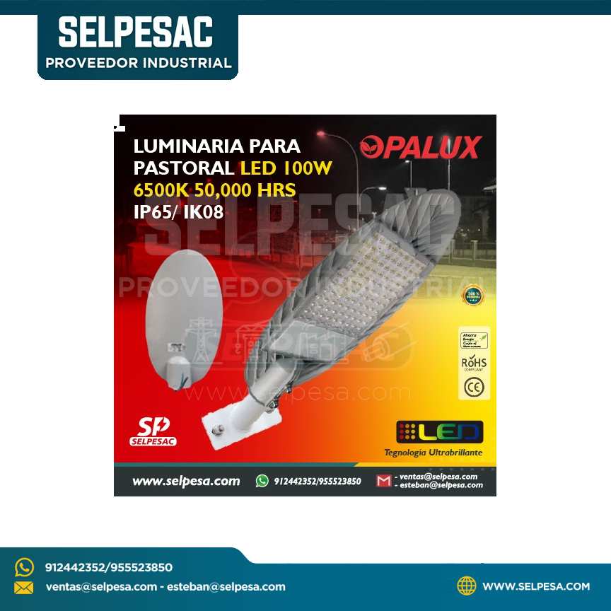 OPALUX - LUMINARIA PASTORAL LED 100W 6500K 50.000HRS IP65 - IK08