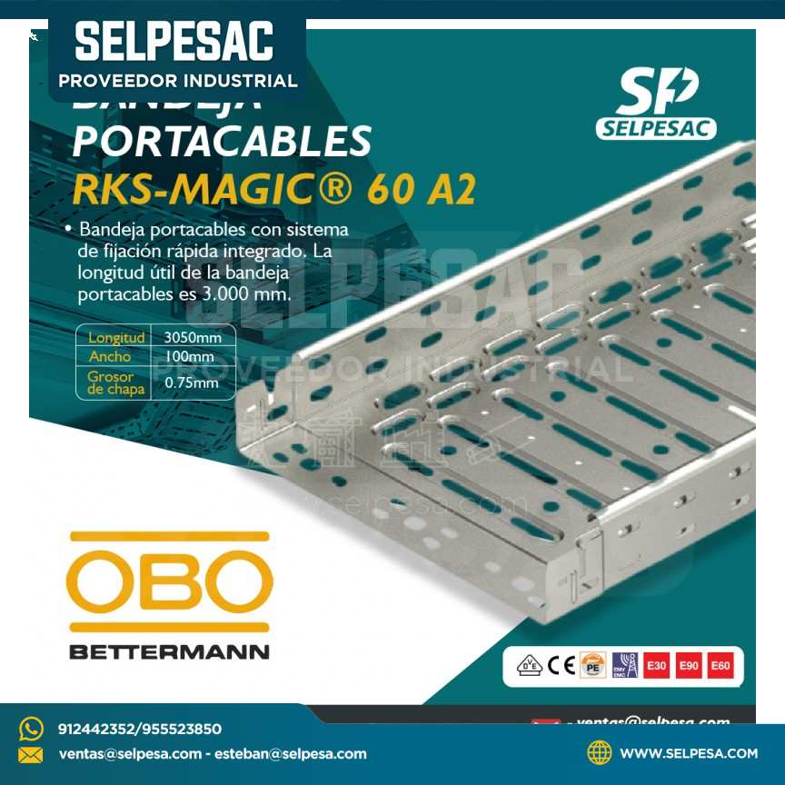 OBBO - BANDEJA PORTACABLES RKS - MAGIC 60 A2 3050MMX ANCH 100M ALT X0.75MM GR