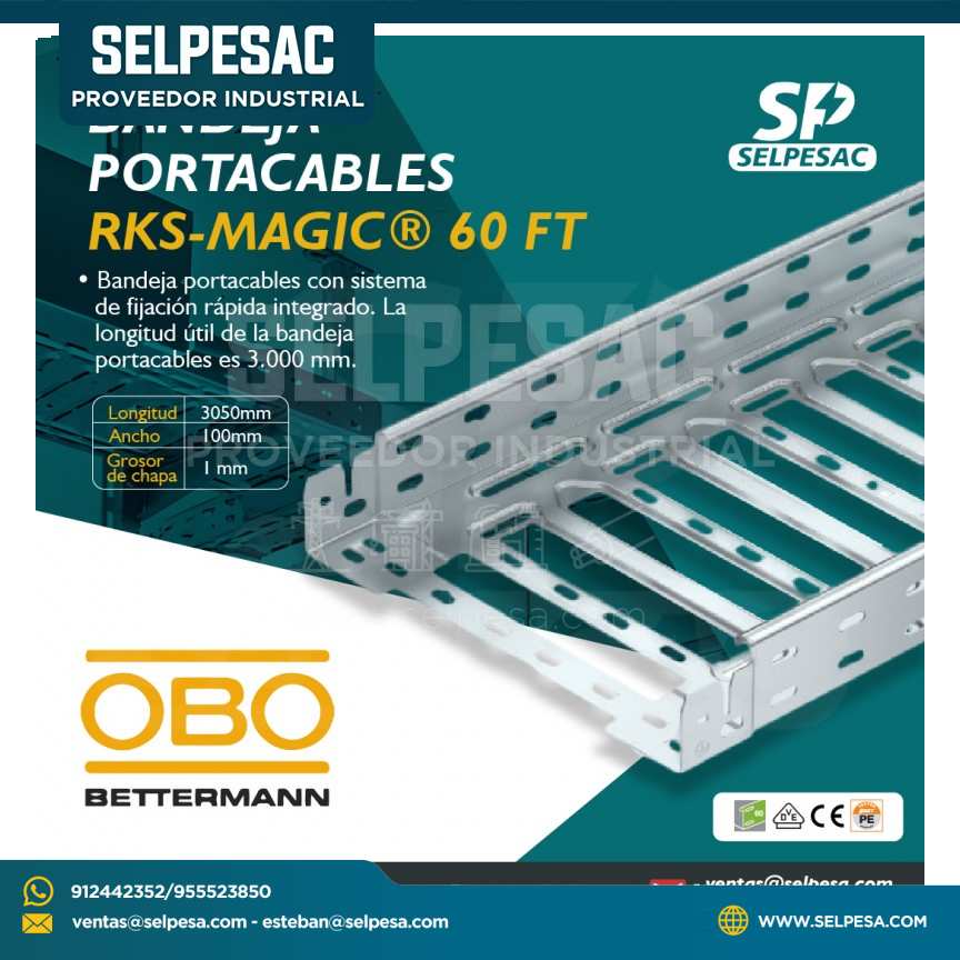 OBBO - BANDEJA PORTACABLES RKS - MAGIC 60 FT 3050MMX ANCH 100M ALT X 1MM GR