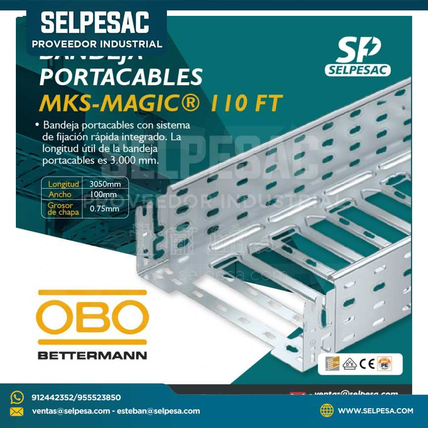 OBBO - BANDEJA PORTACABLES MKS - MAGIC 110 FT 3050MMX ANCH 100M ALT X0.75MM GR