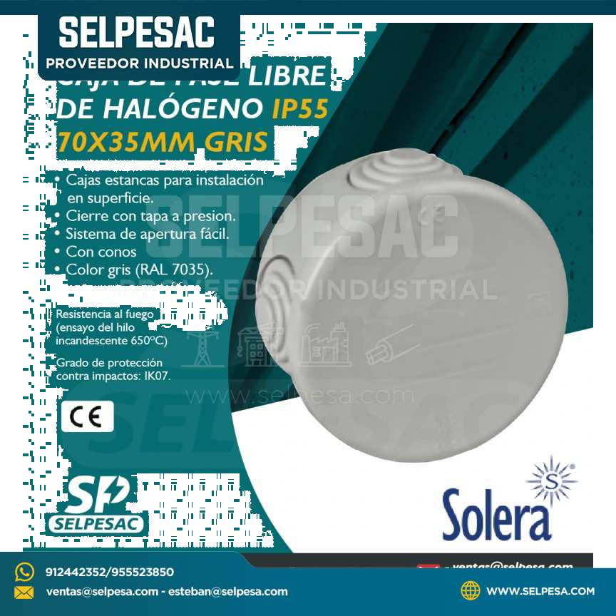 SOLERA - CAJA DE PASO LIBRE DE HALÓGENO IP55  70x35MM