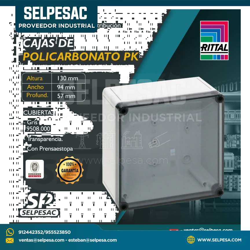 RITTAL - CAJA DE POLICARBONATO PK 130X94X57MM TAPA-TRANSP