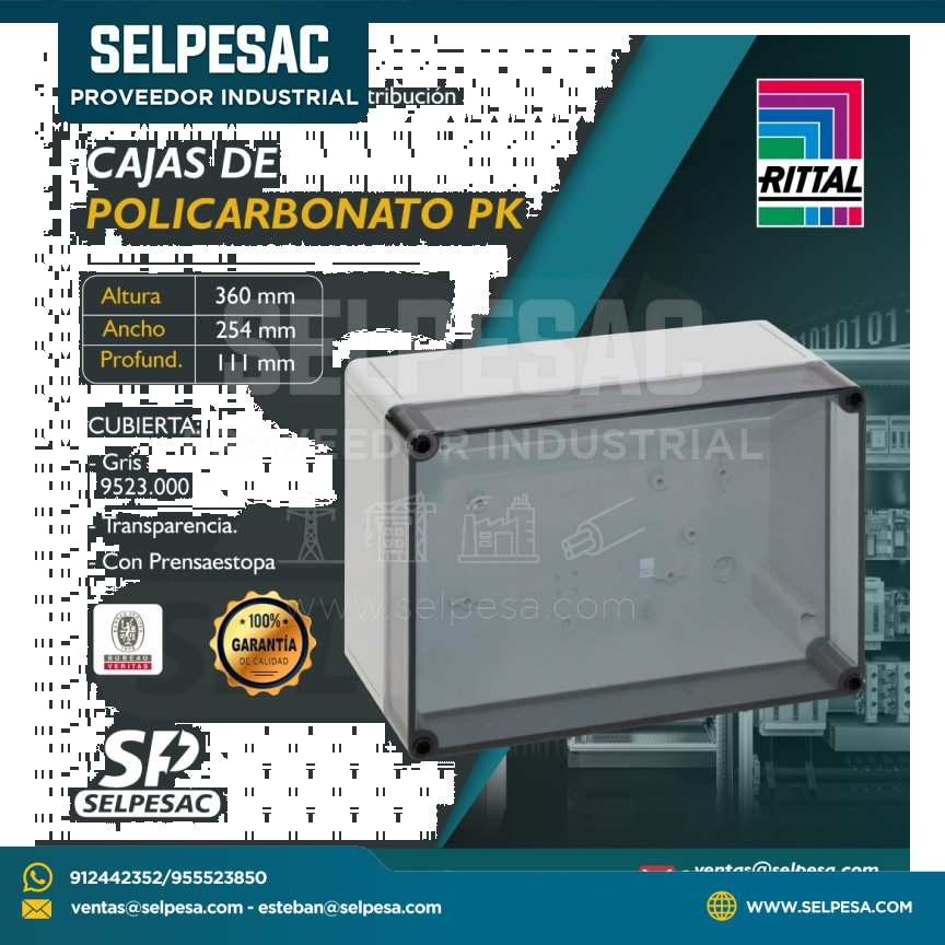 RITTAL - CAJA DE POLICARBONATO PK 360X254X111MM TAPA-TRANSP
