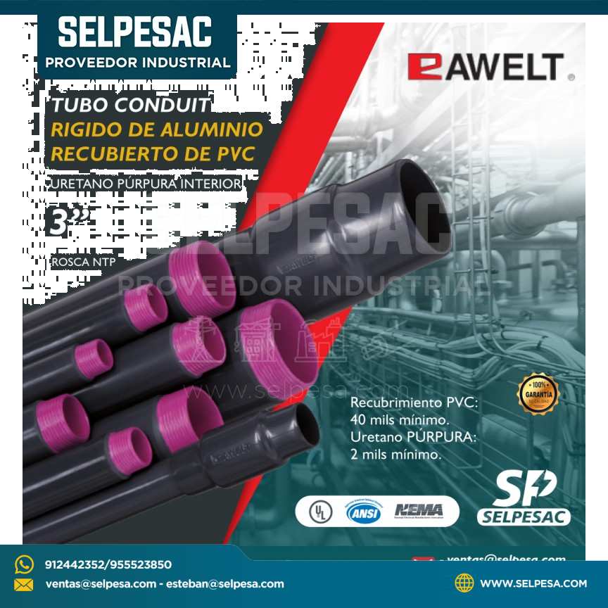 RAWELT - TUBO CONDUIT RIGIDO DE ALUMINIO RECUBIERTO DE PVC 3´´