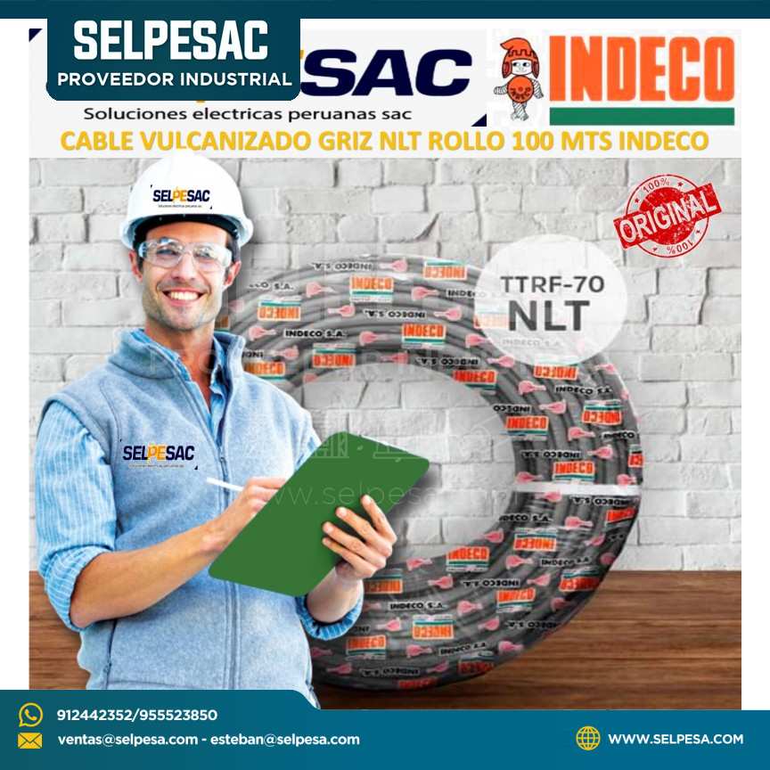ROLLO CABLE VULCANIZADO GRIZ 3X12AWG, 3X14, 3X16, 3X18, 2X12 INDECO
