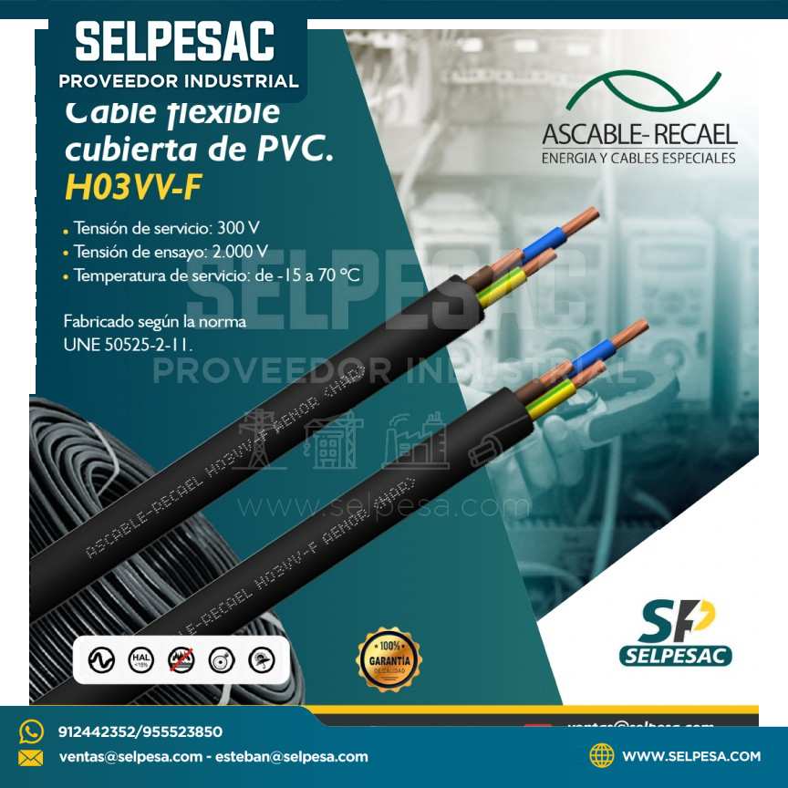 ASCABLE RECAEL - CABLE FLEXIBLE CUBIERTA DE PVC H03VV-F