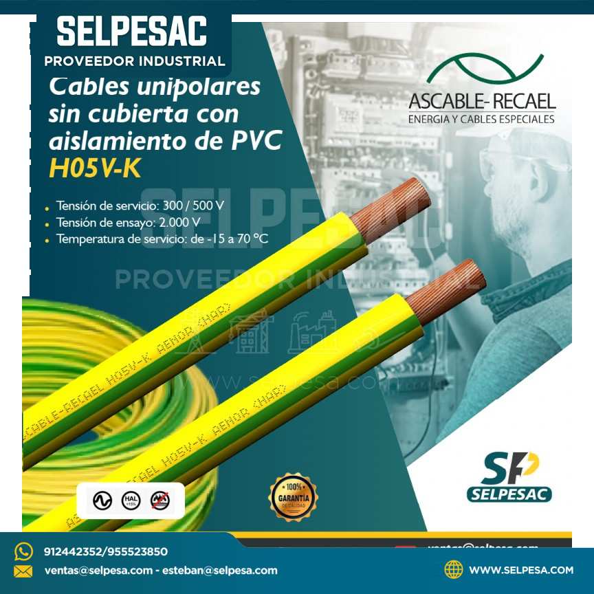 ASCABEL RECAEL - CABLE UNIPOLAR SIN CUBIERTA CON AISLAMIENTO DE PVC H05V-K