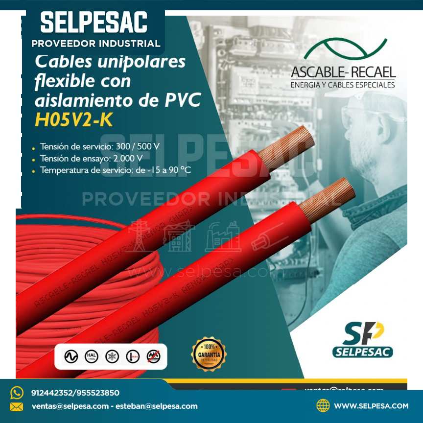 ASCABLE RECAEL - CABLE UNIPOLAR FLEXIBLE CON AISLAMIENTO DE PVC H05V2-K