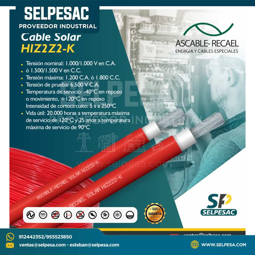 ASCABLE RECAEL - CABLE SOLAR H1Z2Z2-K CON AISLAMIENTO Y CUBIERTA