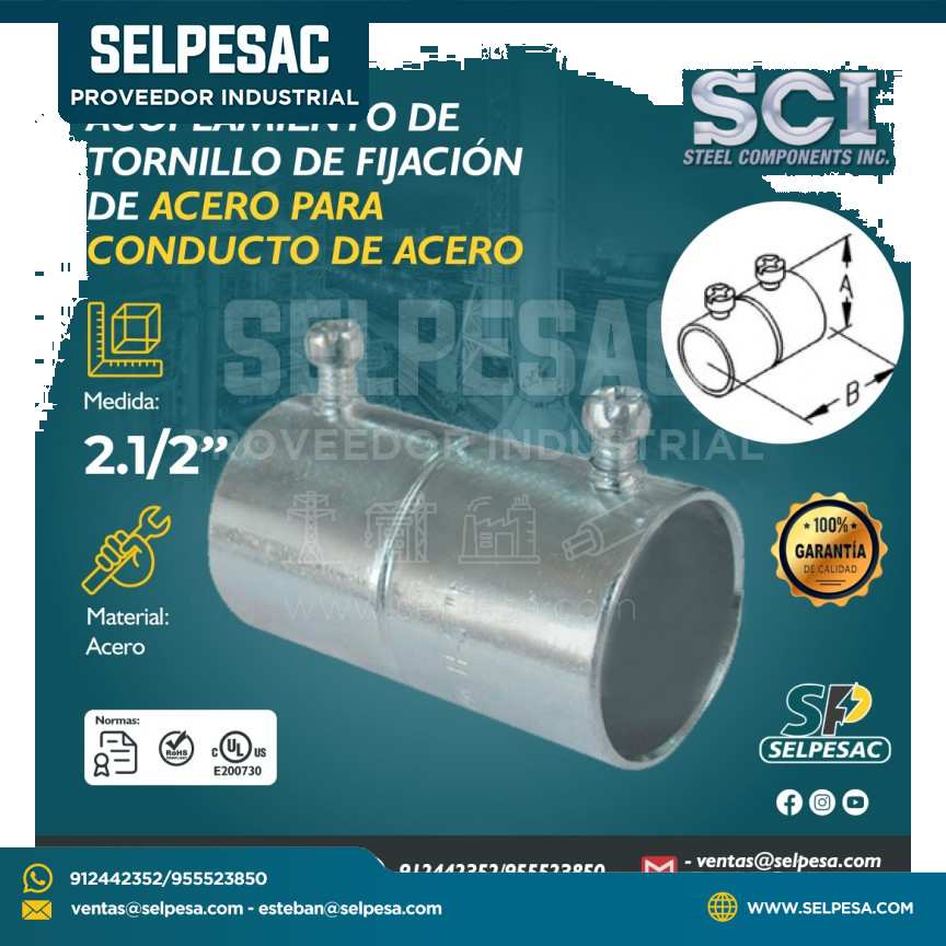 SCI - ACOPLAMIENTO TIPO TORNILLO DE ACERO CON PERNOS PARA CONDUIT EMT 2.1/2´´