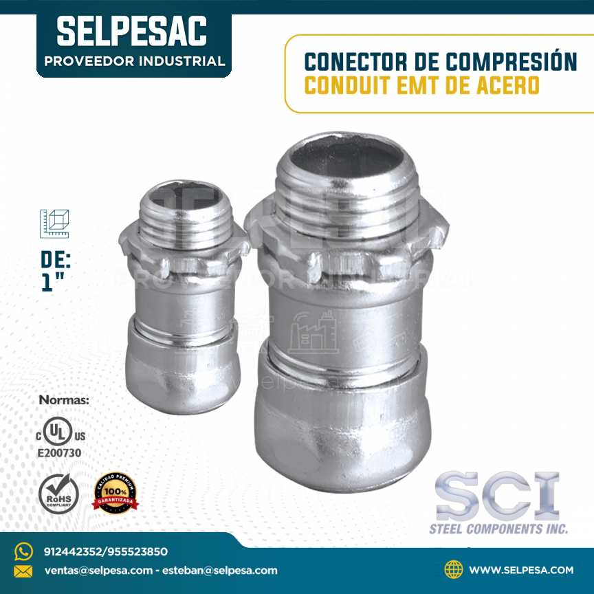 SCI - CONECTOR DE COMPRESION DE ACERO PARA TUBO CONDUIT EMT 1´´