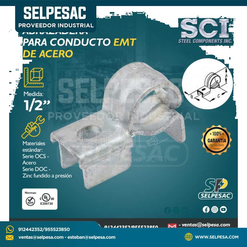 SCI - ABRAZADERA PARA TUBO EMT DE ACERO FUNDIDO 1/2´´