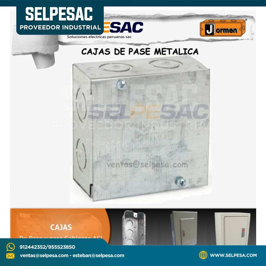 caja pase metal 4X4X2´´ 10X10X5CM 3/4´´ esp.1/27 F.G. jormen
