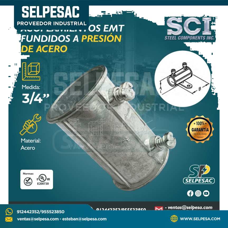 SCI - ACOPLAMIENTO FUNDIDO A PRESIÓN EMT DE ACERO 3/4´´