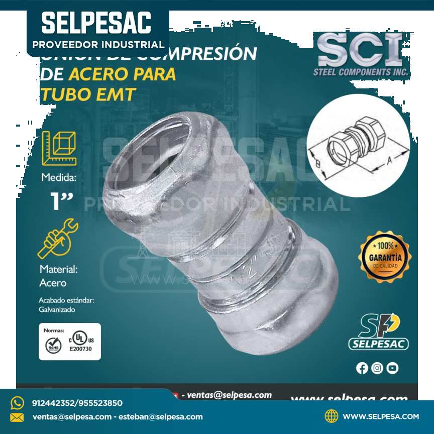 SCI - UNIÓN DE COMPRESIÓN DE ACERO PARA TUBO EMT 1´´
