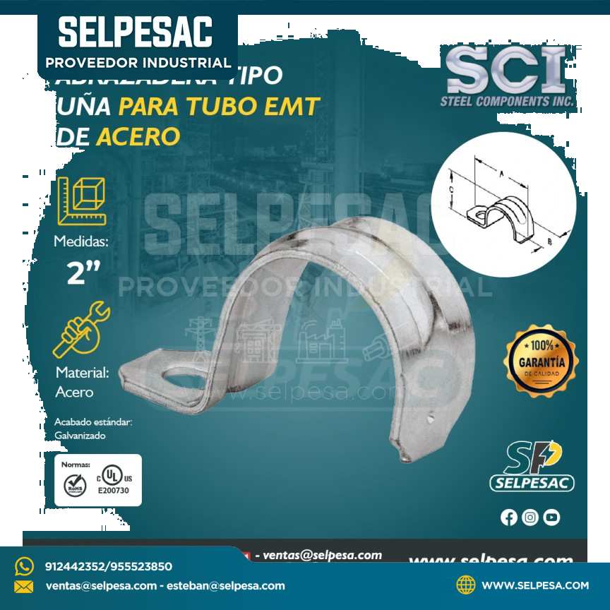 SCI - ABRAZADERA TIPO UÑA PARA TUBO EMT DE ACERO 2´´