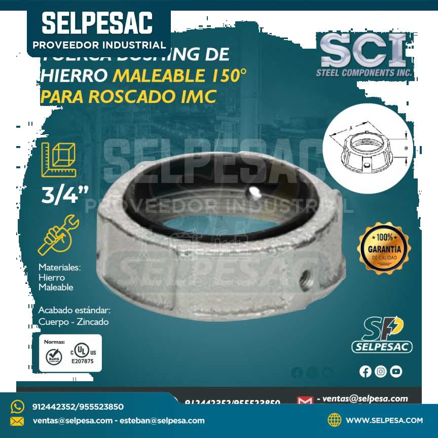 SCI - TUERCA BUSHING DE HIERRO MALEABLE ROSCADO IMC 3/4´´