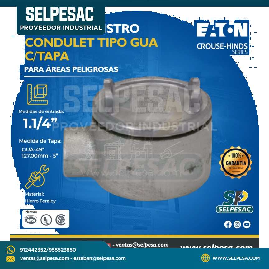 EATON CROUSE HINDS - CAJA DE REGISTRO CONDULET TIPO GUA C/TAPA 1.1/4´´