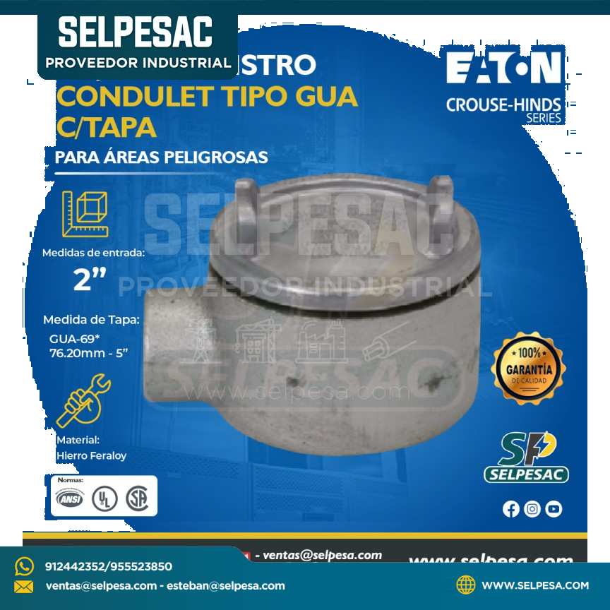 EATON CROUSE HINDS - CAJA DE REGISTRO CONDULET TIPO GUA C/TAPA 2´´