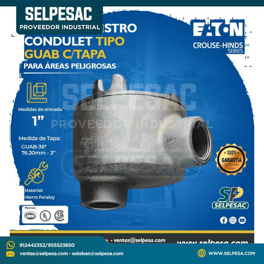 EATON CROUSE HINDS - CAJA DE REGISTRO CONDULET TIPO GUAB C/TAPA 1´´