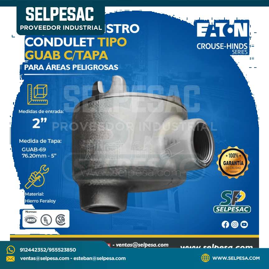 EATON CROUSE HINDS - CAJA DE REGISTRO CONDULET TIPO GUAB C/TAPA 2´´