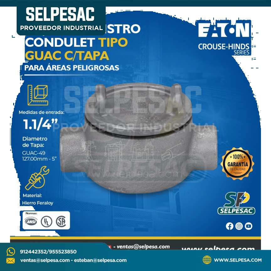 EATON CROUSE HINDS - CAJA DE REGISTRO CONDULET TIPO GUAC C/TAPA 1.1/4´´