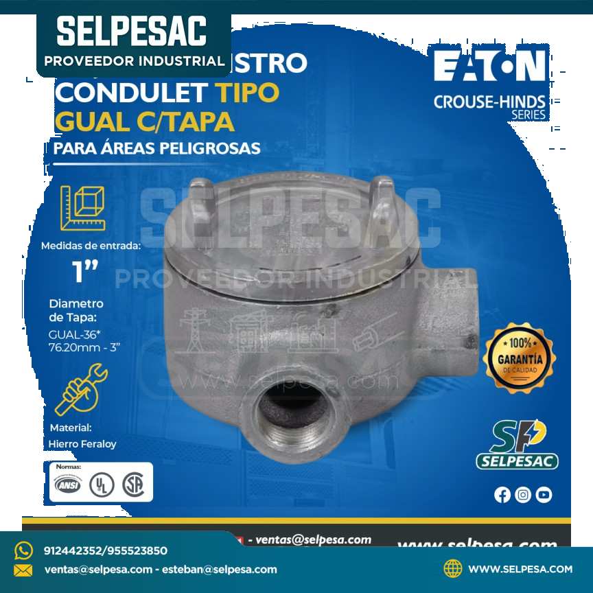 EATON CROUSE HINDS - CAJA DE REGISTRO CONDULET TIPO GUAL C/TAPA 1´´