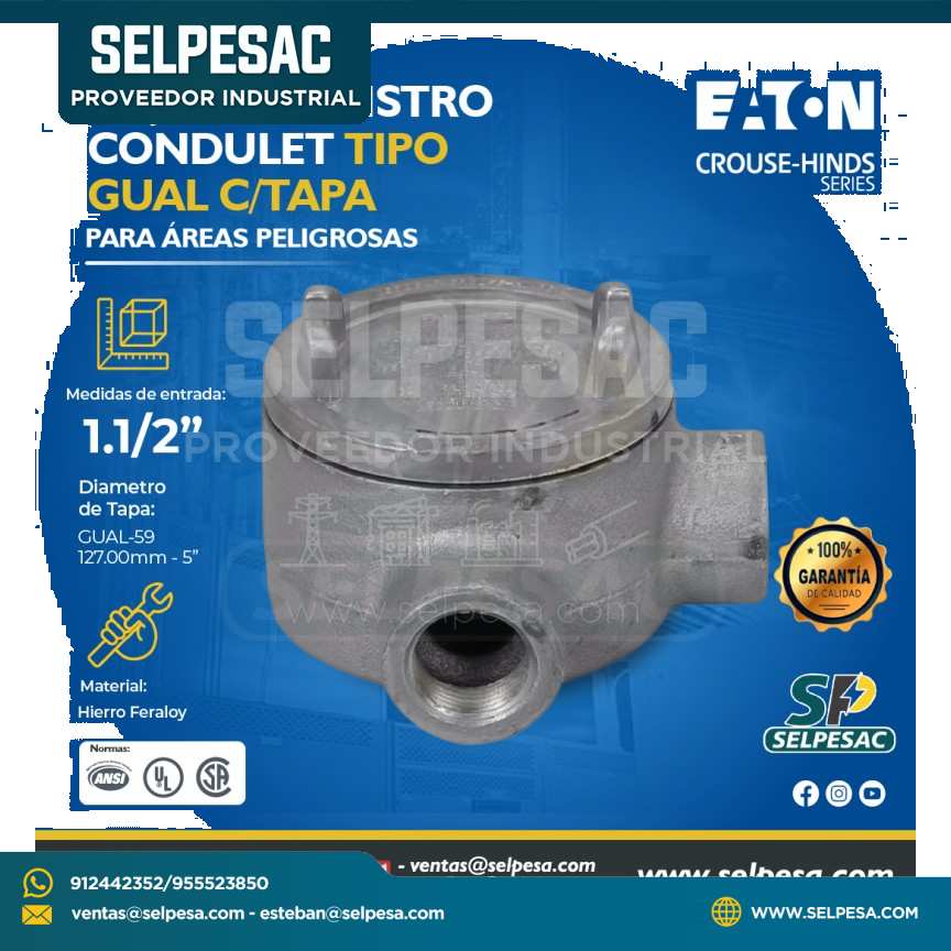 EATON CROUSE HINDS - CAJA DE REGISTRO CONDULET TIPO GUAL C/TAPA 1.1/2´´