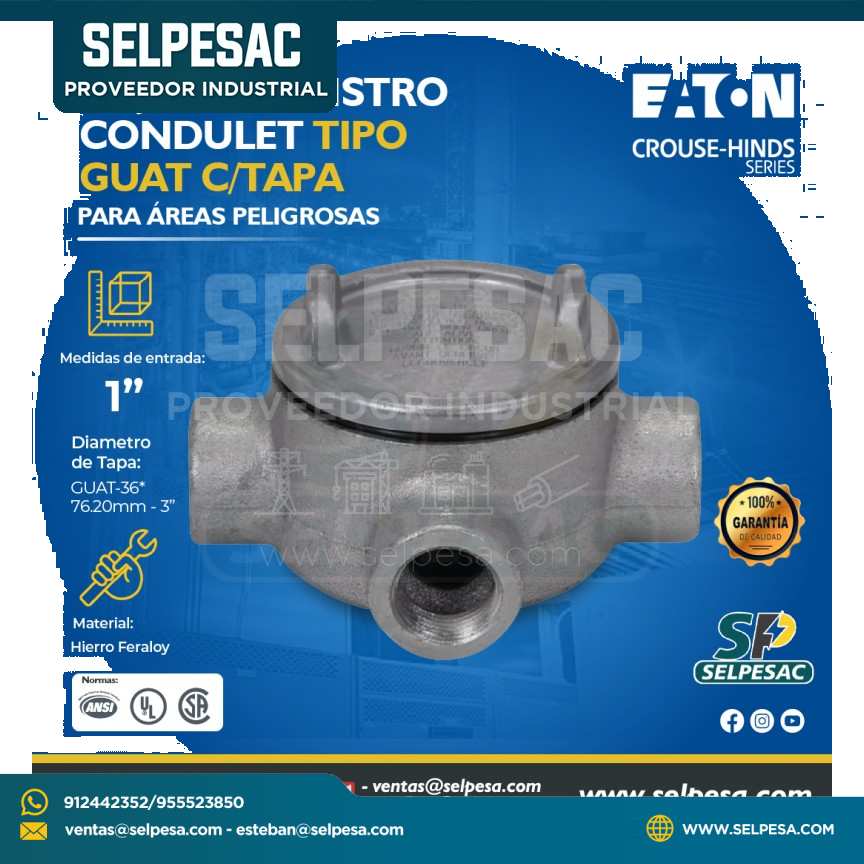 EATON CROUSE HINDS - CAJA DE REGISTRO CONDULET TIPO GUAT C/TAPA 1´´