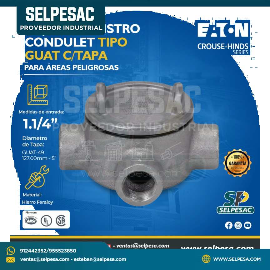 EATON CROUSE HINDS - CAJA DE REGISTRO CONDULET TIPO GUAT C/TAPA 1.1/4´´