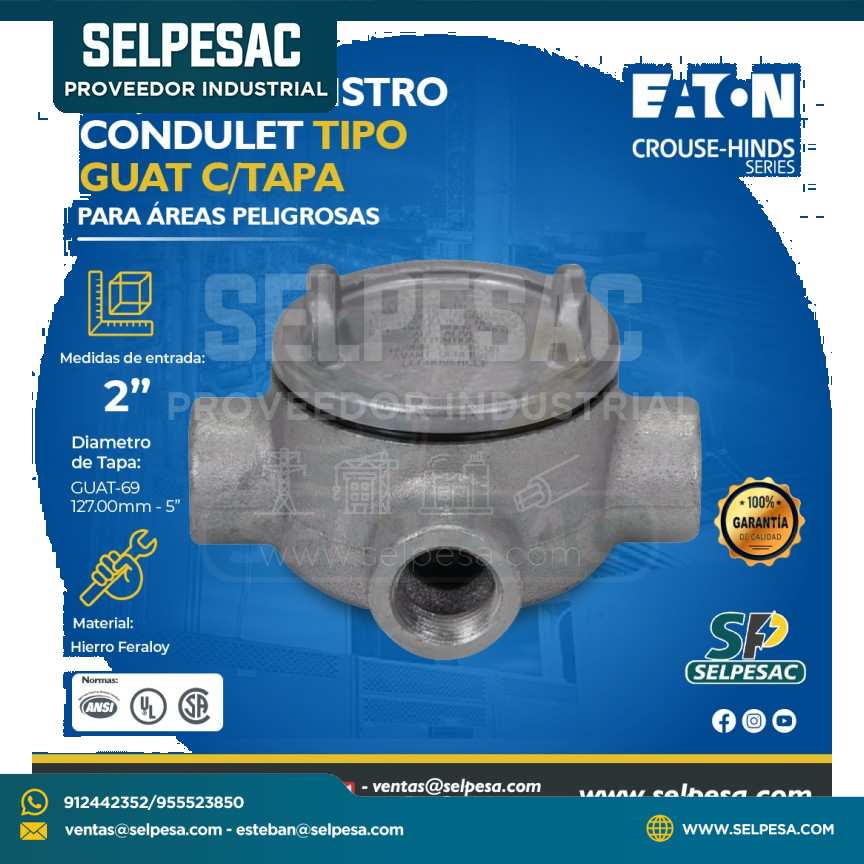 EATON CROUSE HINDS - CAJA DE REGISTRO CONDULET TIPO GUAT C/TAPA 2´´