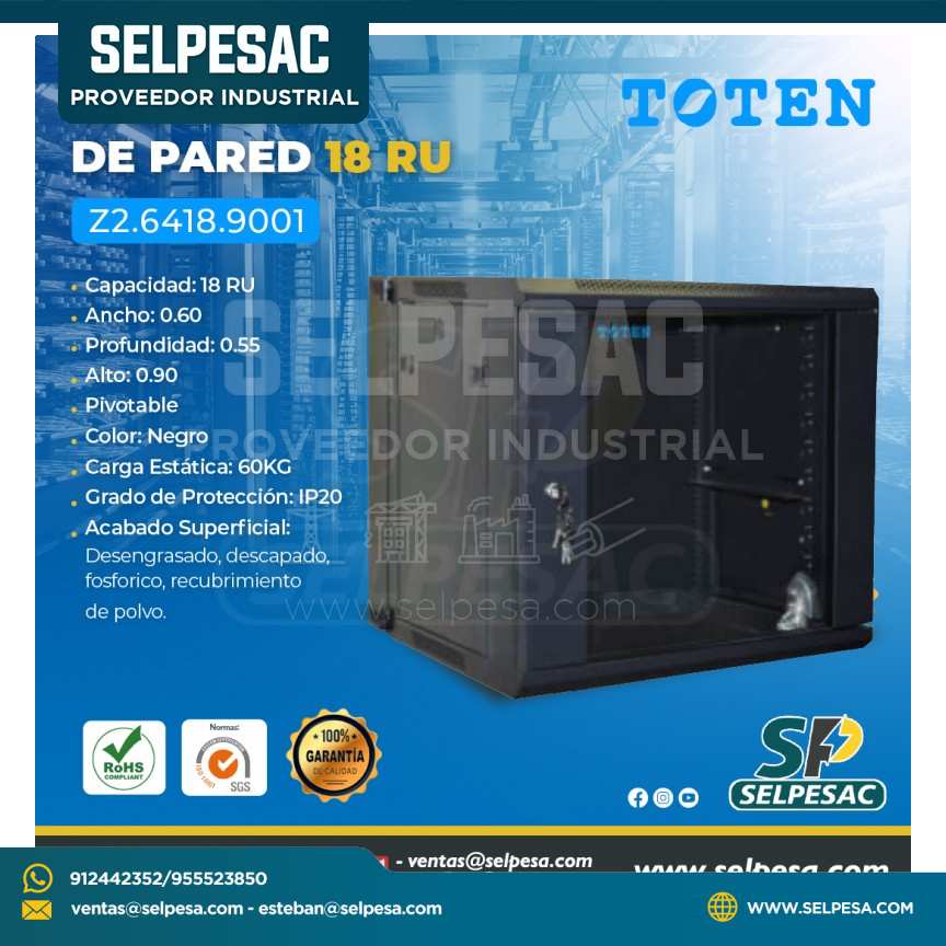 TOTEN - GABINETE DE PARED 18RU (ANCHO 0.60 PROF. 0.55 ALTO 0.90) IP20