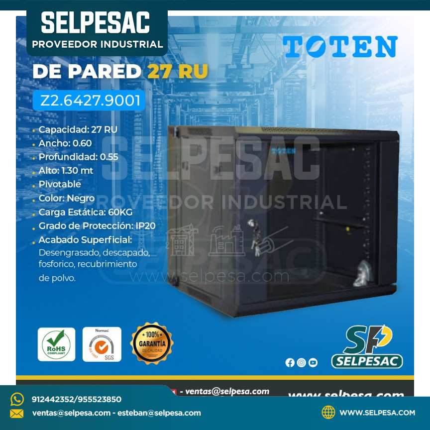 TOTEN - GABINETE DE PARED 27RU (ANCHO 0.60 PROF. 0.55 ALTO 1.30MT ) IP20