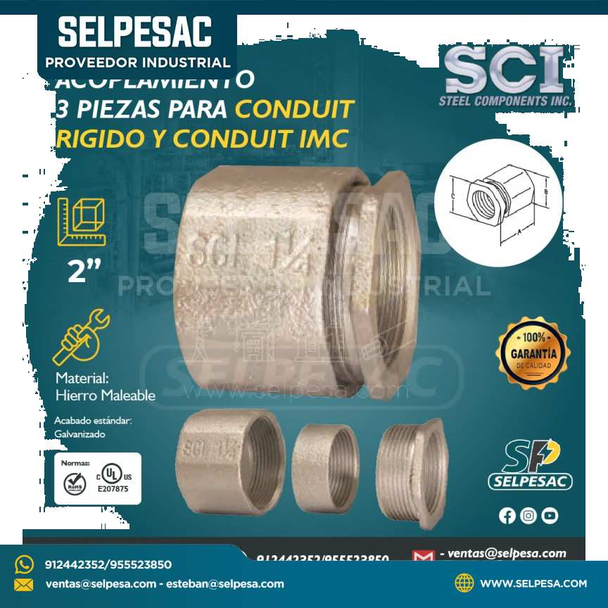SCI - ACOPLAMIENTO 3 PIEZAS PARA CONDUIT RIGIDO Y CONDUIT IMC 2´´