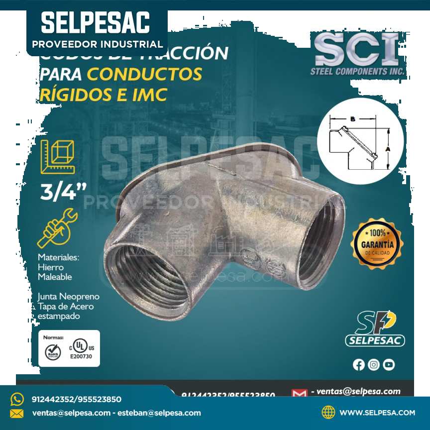 SCI - CODOS DE TRACCIÓN PARA CONDUCTOS RÍGIDOS E IMC 3/4´´