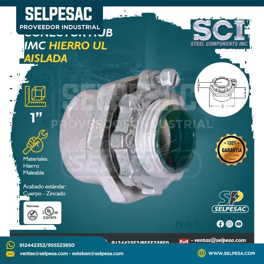 SCI - CONECTOR HUB AISLADO IMC DE HIERRO UL DE 1´´