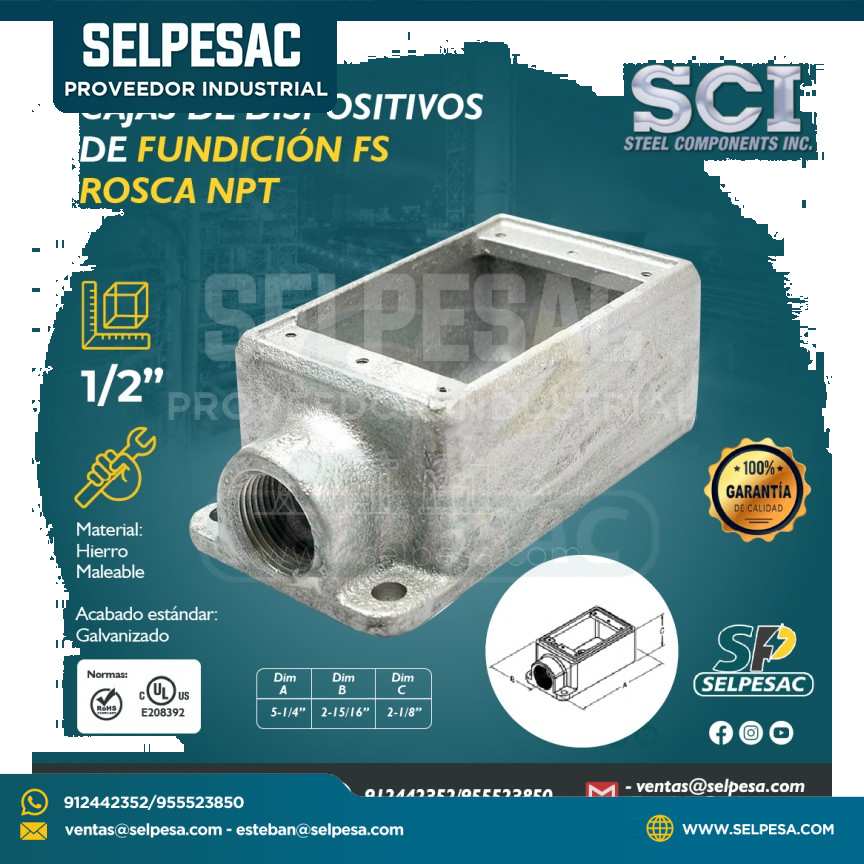 SCI - CAJA DE DISPOSITIVOS DE FUNDICIÓN FS ROSCA NPT 1/2´´