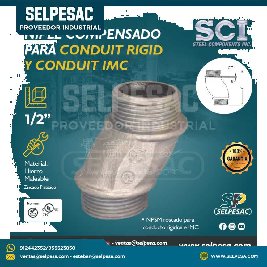 SCI - NIPLE COMPENSADO PARA CONDUIT RIGID Y CONDUIT IMC 1/2´´