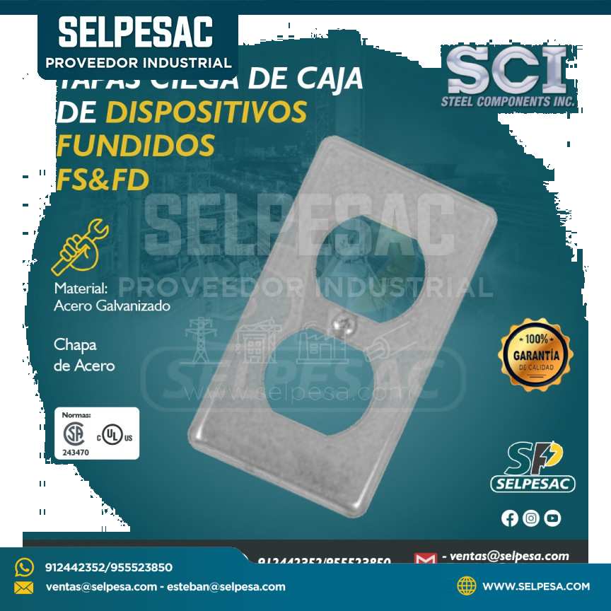 SCI - TAPA DE CAJA DE DISPOSITIVO FUNDIDOS FS&FD DE ACERO
