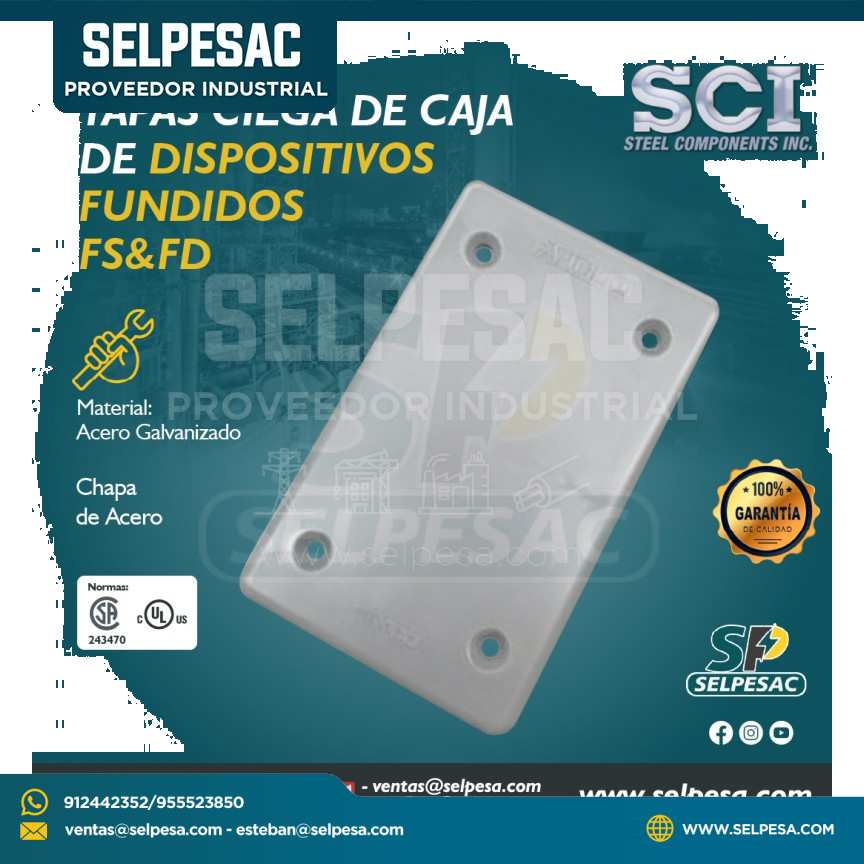 SCI - TAPA CIEGA DE CAJA DE DISPOSITIVO FS&FD DE ACERO