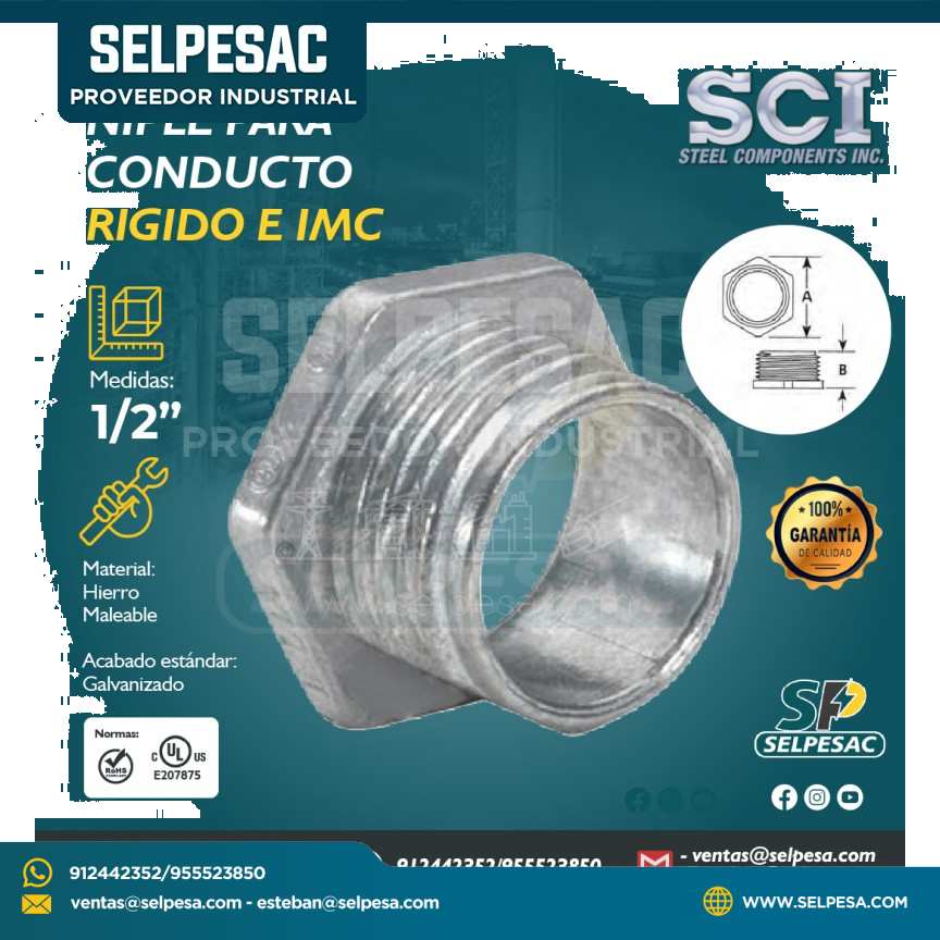 SCI - NIPLE PARA CONDUCTO RIGIDIO E IMC DE HIERRO 1/2´´