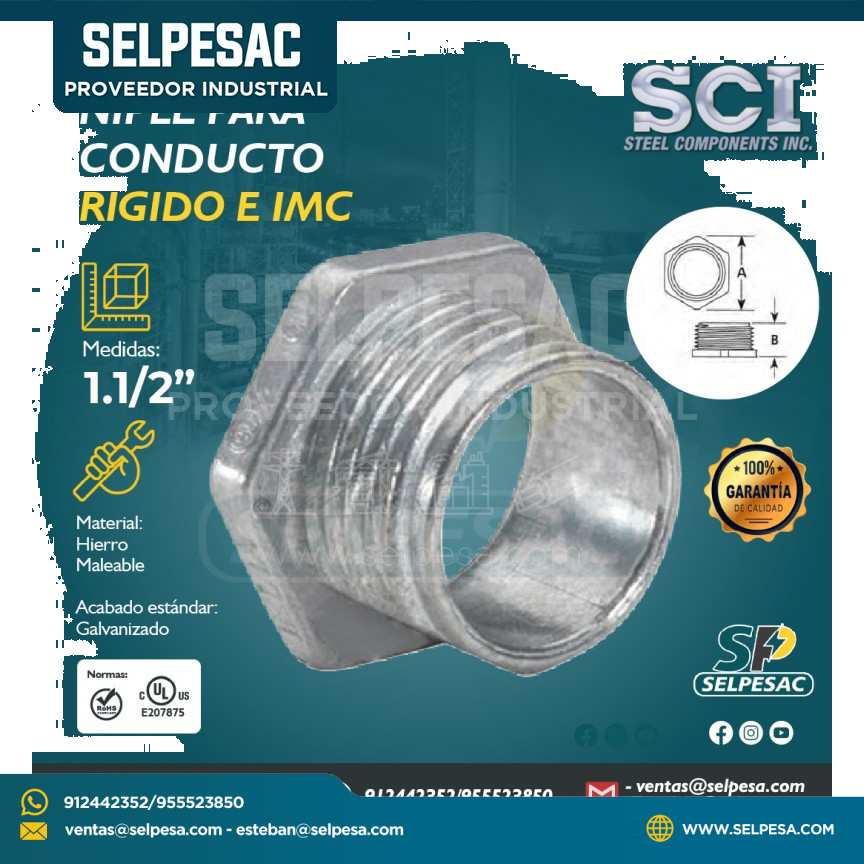 SCI - NIPLE PARA CONDUCTO RIGIDIO E IMC DE HIERRO 1.1/2´´