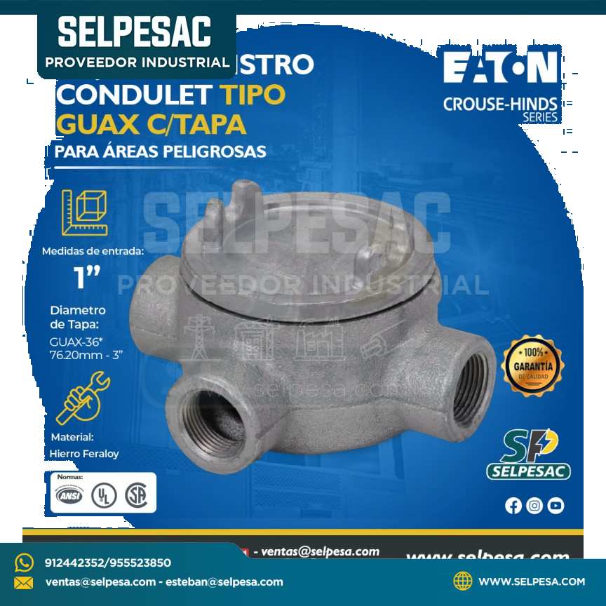 EATON CROUSE HINDS - CAJA DE REGISTRO CONDULET TIPO GUAX C/TAPA 1´´