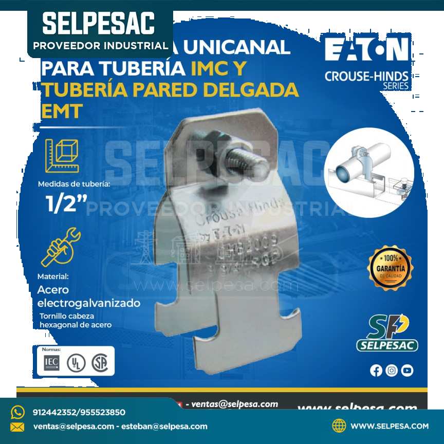 EATON CROSUE HINDS - ABRAZADERA UNICANAL PARA TUBERÍA IMC Y TUBERÍA PAREDE DELGADA EMT 1/2´´