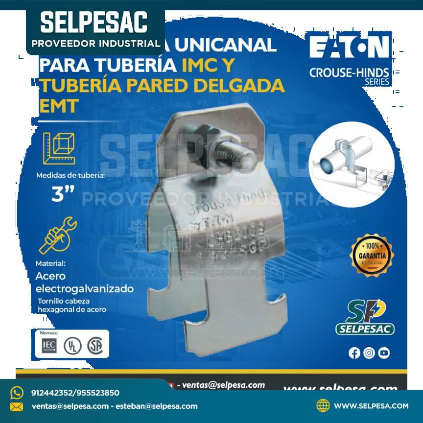 EATON CROSUE HINDS -ABRAZADERA UNICANAL PARA TUBERÍA IMC Y TUBERÍA PAREDE DELGADA EMT 3´´
