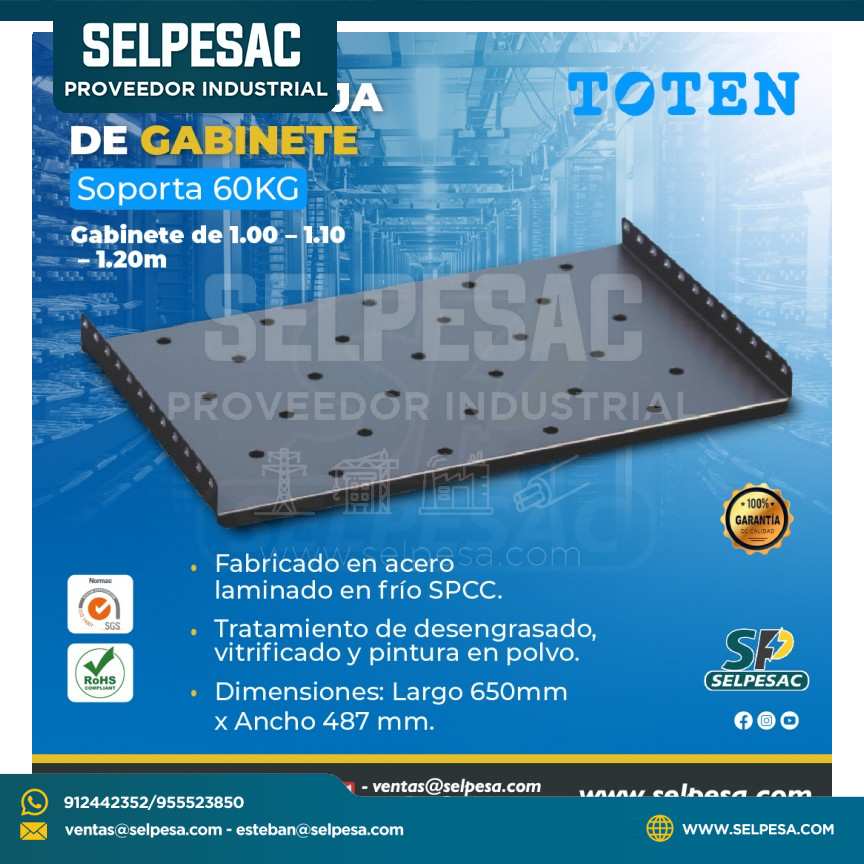 TOTEN - BANDEJA FIJA DE GABINETE 1.00X 1.10X 1.20PROF SOPORTA 60KG