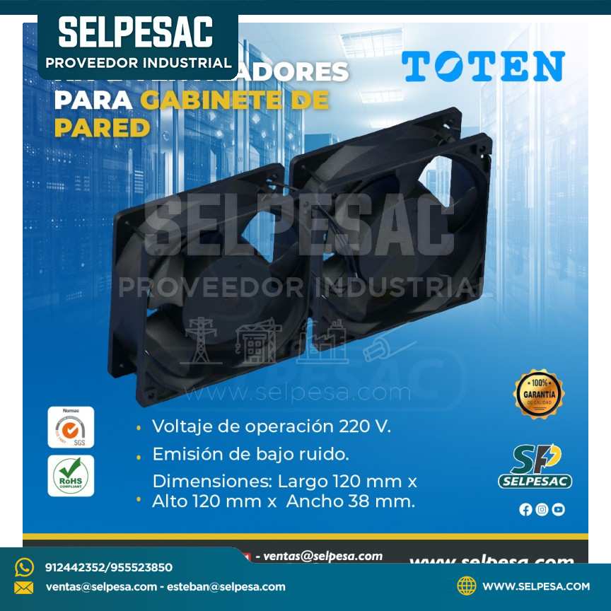 TOTEN - KIT 2 VENTILADORES PARA GABINETE DE PARED