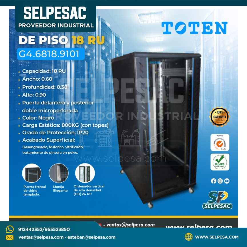 TOTEN - GABINETE DE PISO 18 RU MODELO G4 ANCH 0.60 X ALT 0.90 X PROF 0.38
