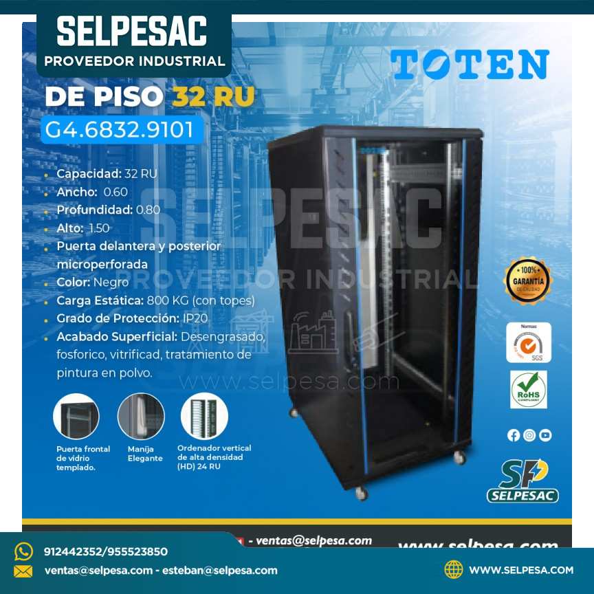 TOTEN - GABINETE DE PISO 32 RU MODELO G4 ANCH 0.60 X ALT 1.50 X PROF 0.80